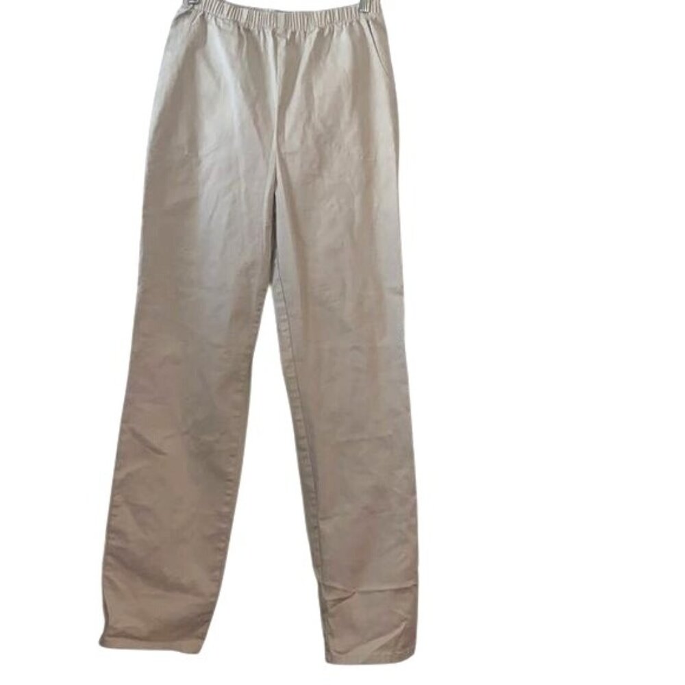 D&Co Womens Beige Pull-On Elastic Waist Stretch Pants 96% Cotton 4% Spandex TM